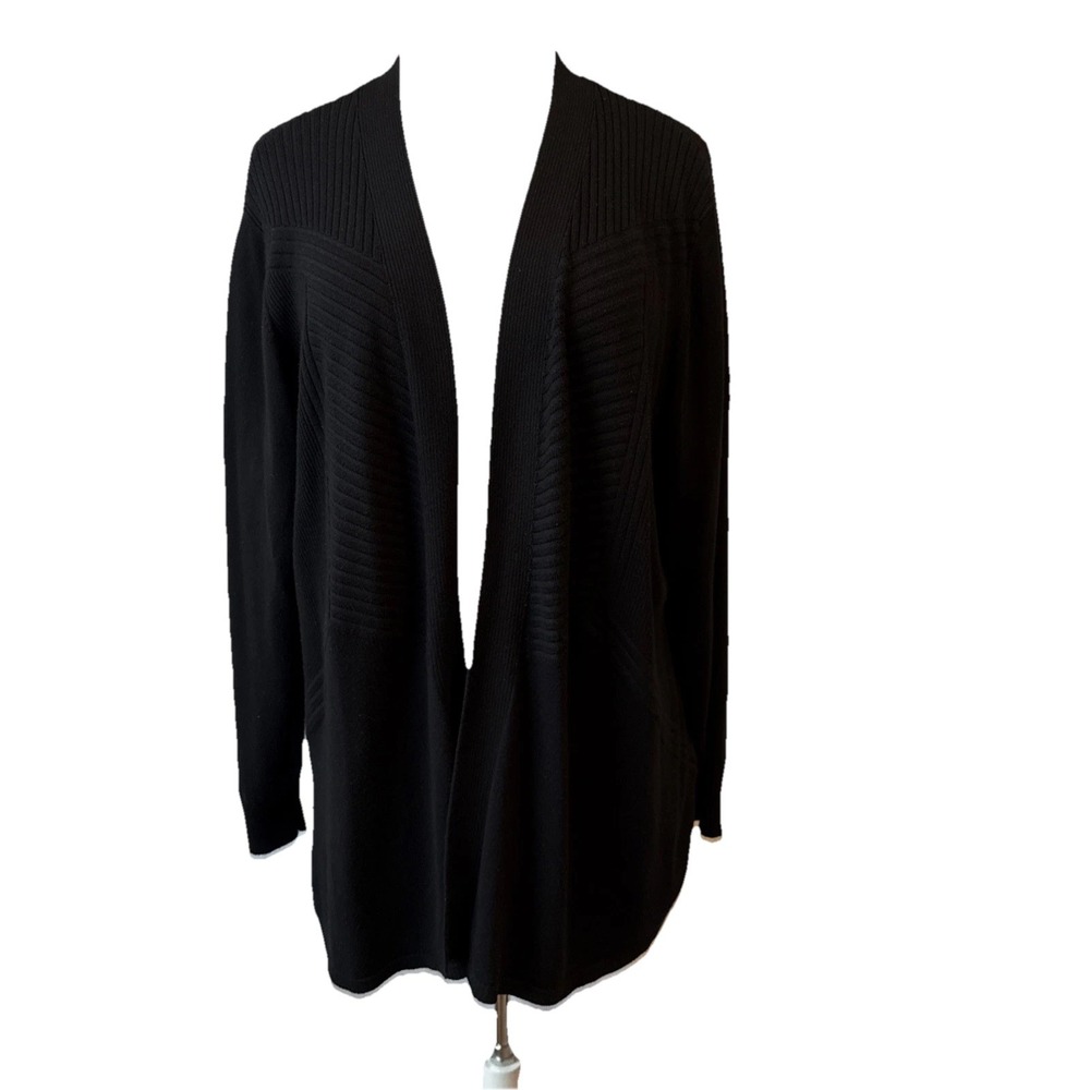 89th & Madison Lightweight Open Black Cardigan Sweater Women's Plus 2X Layering‎